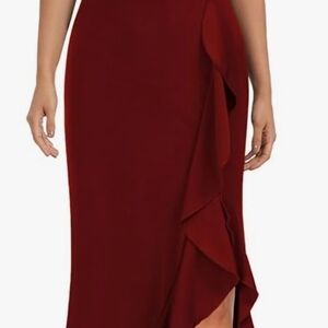 WOOSEA Women's High Neck Split Bodycon Mermaid Evening Cocktail Long Dress